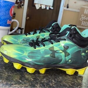 Under Armor SportLight Green and Black Football Cleats
